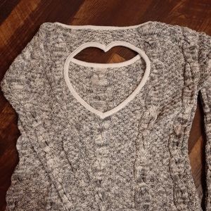 Open heart back grey sweater